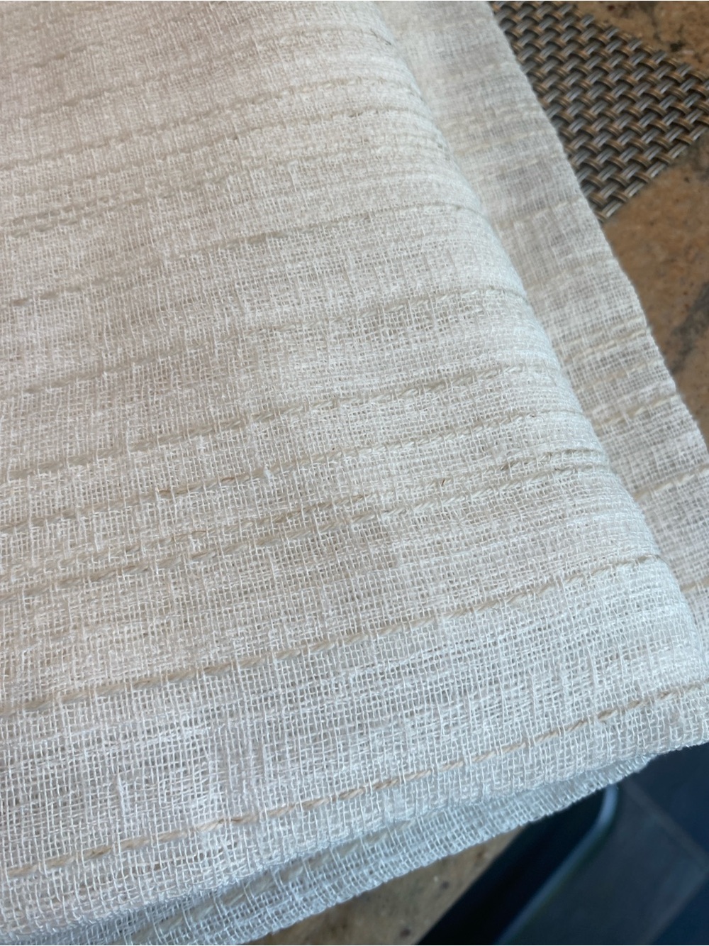 2 Lightweight Sheer Curtain Panels in Oatmeal (weighted)